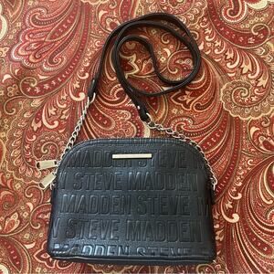 Steve Madden Small Black Crossbody Silver Hardware Vegan Leather Bag